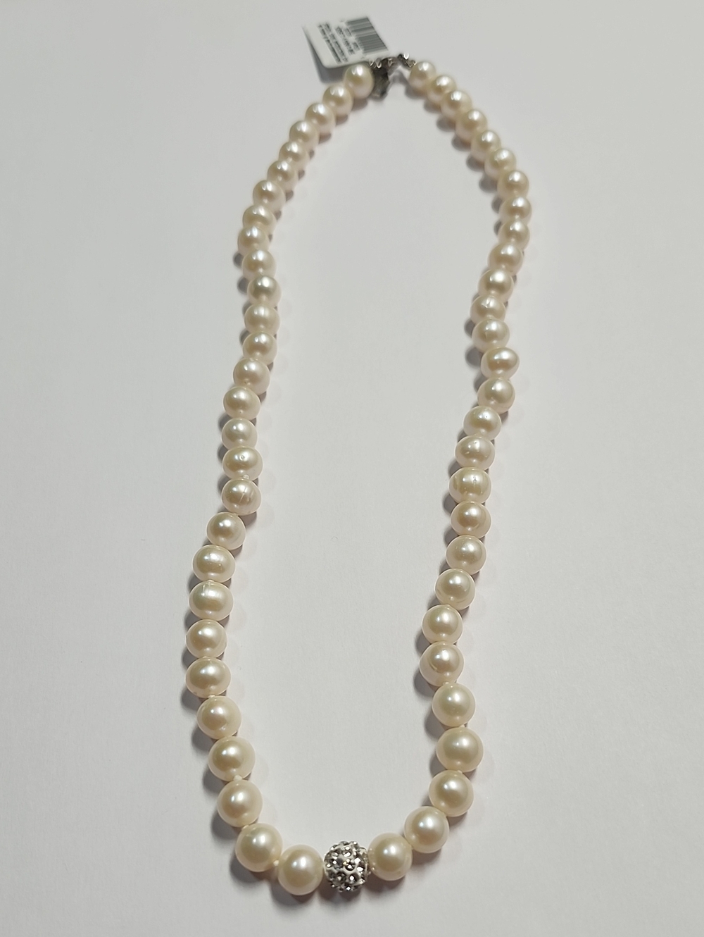 Macy's Pearl Necklace 7-8mm White Cultured Pearls Bridge Cult 925 Clasp 17"